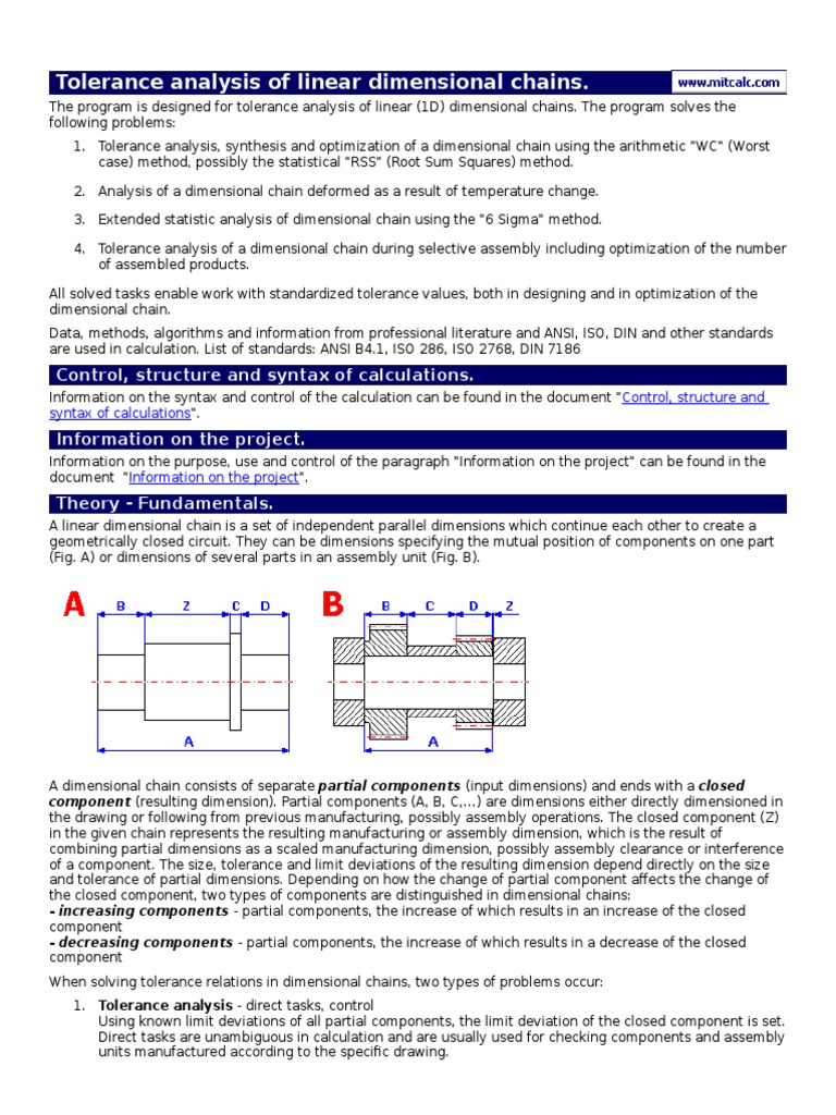 Tolerance Analysis of Linear Dimensional Chains. Control, Structure