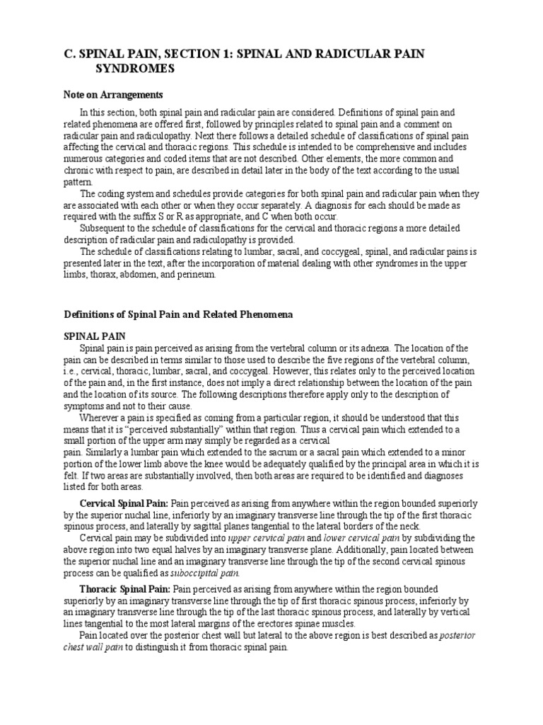 Spinal and Radicular Pain Classifications | PDF | Vertebral Column ...