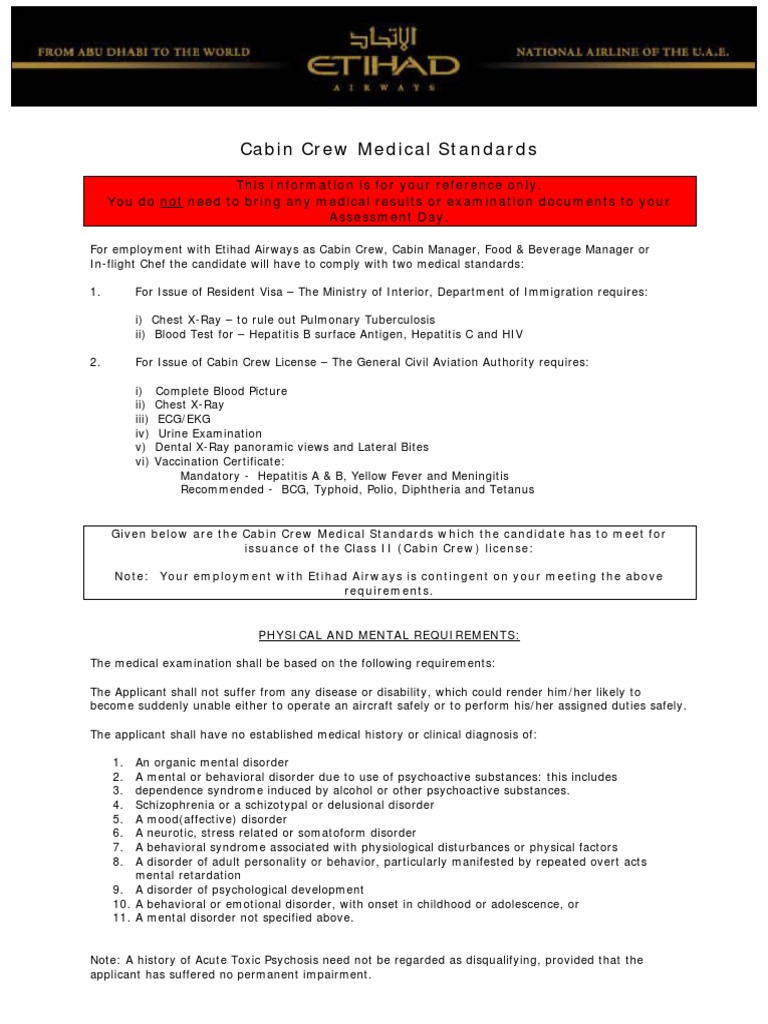 Cabin Crew Medical Standards Lung Glasses