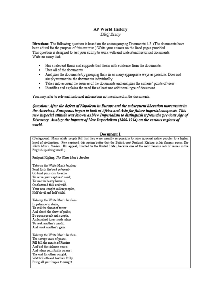 European Imperialism Dbq