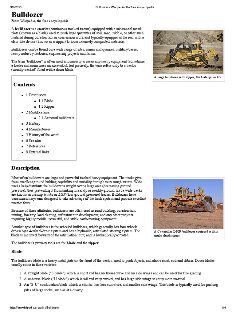 Overview of Bulldozer Types and Uses | PDF | Heavy Equipment | Industries