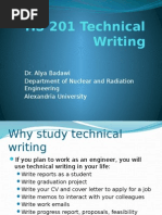 HS 201 Technical Writing: Dr. Alya Badawi Department of Nuclear and Radiation Engineering Alexandria University