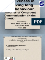 Theories of Congruent Communication (Haim Ginott) : Auni Bazilah Binti Alias 930525-08-5766 TESL 199