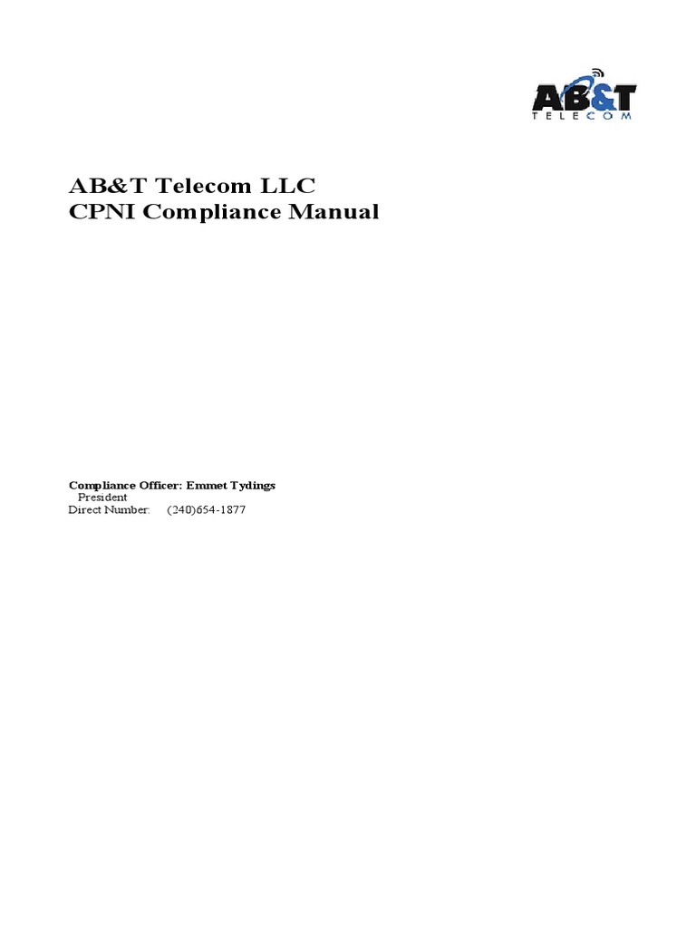 AB&T Telecom CPNI Compliance Manual | PDF | Federal Communications ...