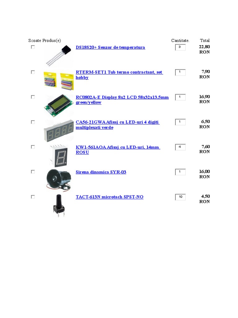 Electronic Components and Sensors List | PDF