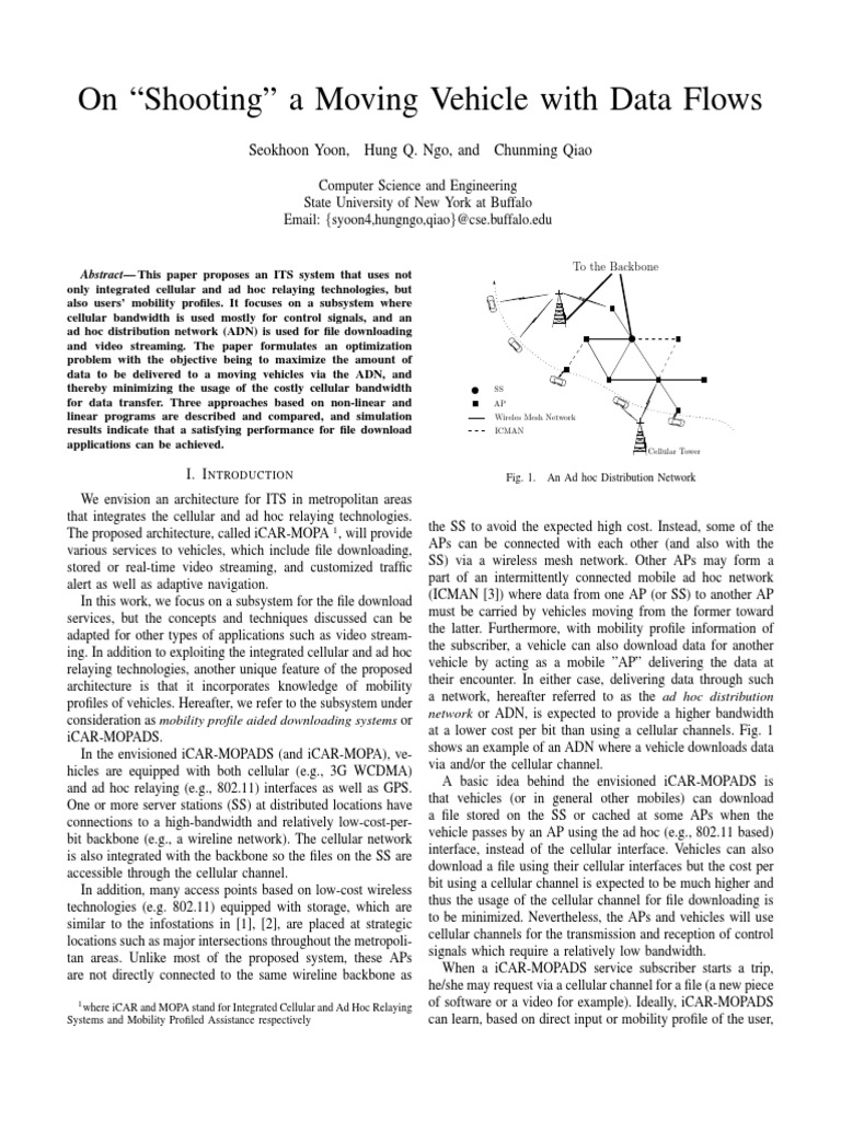 On "Shooting" A Moving Vehicle With Data Flows | PDF | Cellular Network ...