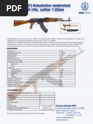 AKM Assault Rifle Technical Specifications | PDF | Rifle | Caliber