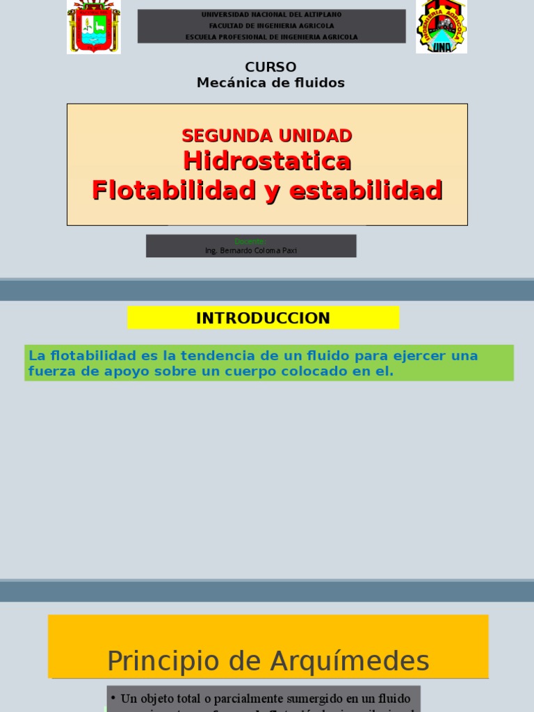 2.4 Estatica de Fluidos Mecánica de fluidos Dinámica