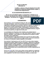 Decreto 553 Plan Maestro Equipamientos de Salud Bogota