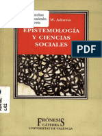 ADORNO. Epistemología y Ciencias Sociales