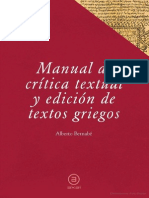 Bernabe Alberto - Manual de Critica Textual Y Edicion de Textos Griegos