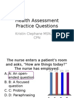 TEST 1, Health Assessment Practice Questions