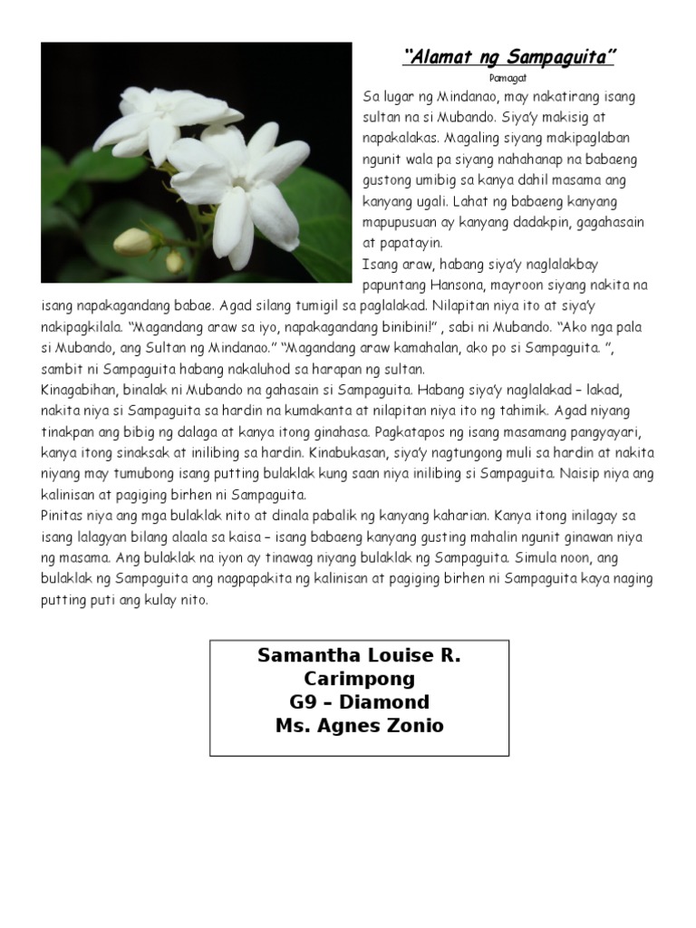 Alamat Ng Sampaguita Pdf