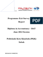 Programme Exit Survey (PES) JUNE 2013 Session (DAT) V1