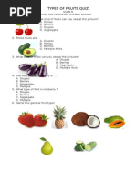 Types of Fruits Quiz: Grade 8