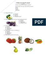 Types of Fruits Quiz: Grade 8