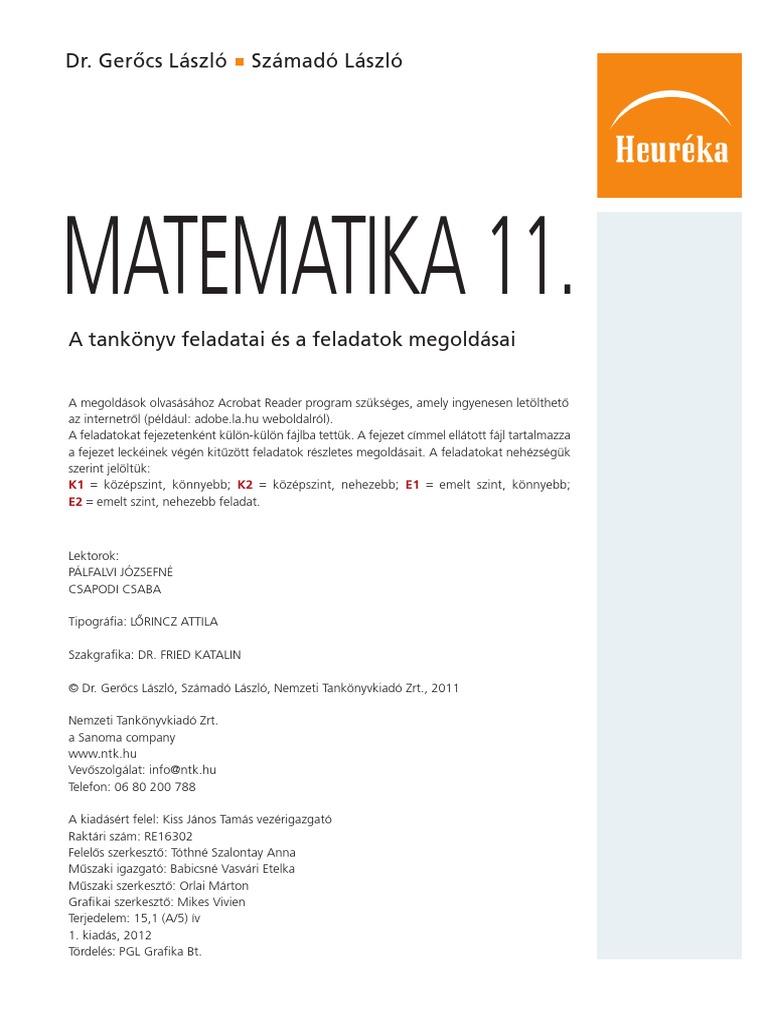 matematika 11 tankönyv megoldások pdf