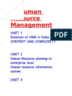 3) Human Resource Management: Unit 1 Evolution of HRM in India Context and Complexity