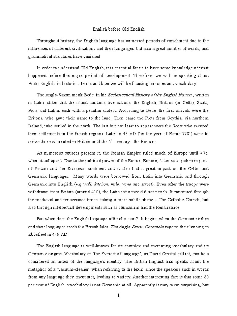 English Before Old English PDF Anglo Saxons Picts
