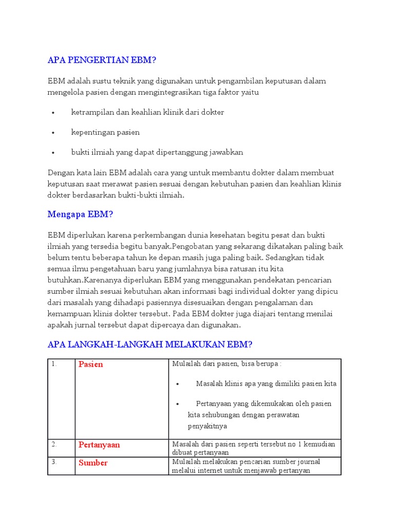 Apa Pengertian Ebm?: Pasien | PDF