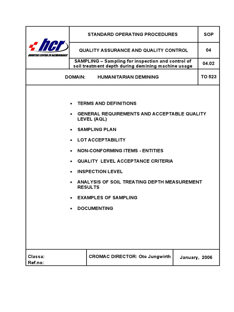 SOP Inspection PDF PDF Quality Assurance Arithmetic Mean
