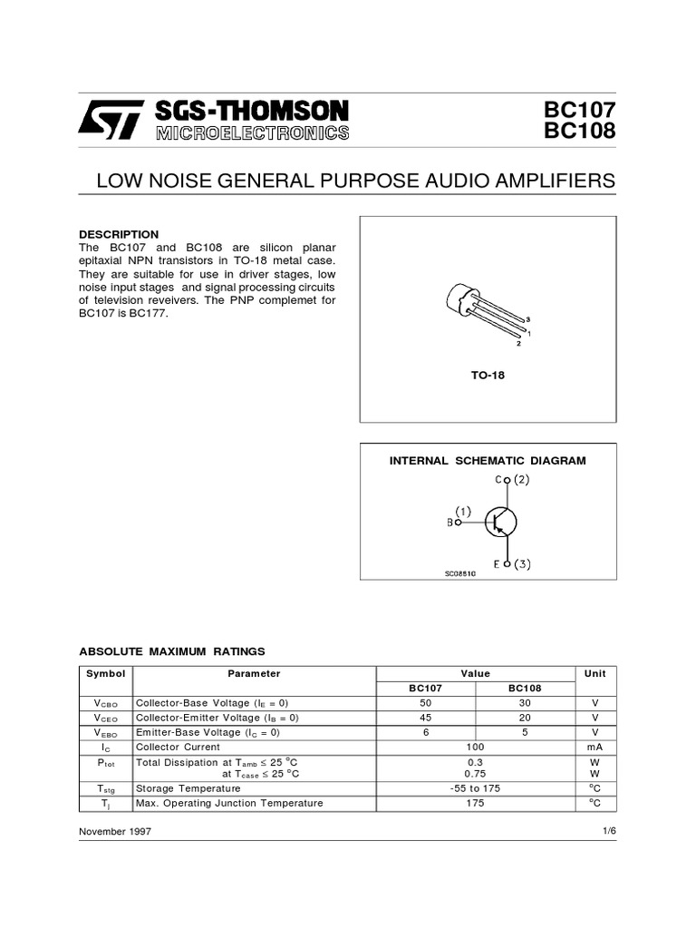 BC108_107_datasheet Bipolar Junction Transistor