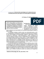 Eficacia de La Intervención Psicológica en La Reducción de La Ansiedad de Pacientes Quirúrgicos de Banda Gástrica Ajustable