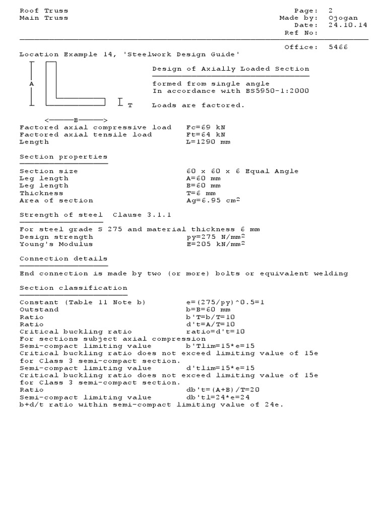 Example Design Of Roof Truss Pdf Buckling Tension Physics
