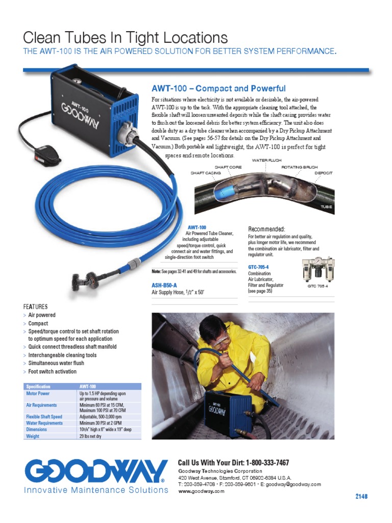Clean Tubes in Tight Locations: AWT-100 - Compact and Powerful | PDF