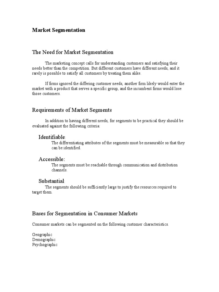 Importance of Market Segmentation | PDF