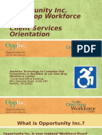 Opportunity Inc. One-Stop Workforce Center Client Services Orientation