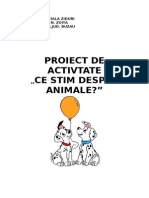 Proiect Didactic, Ce Stim Despre Animale?