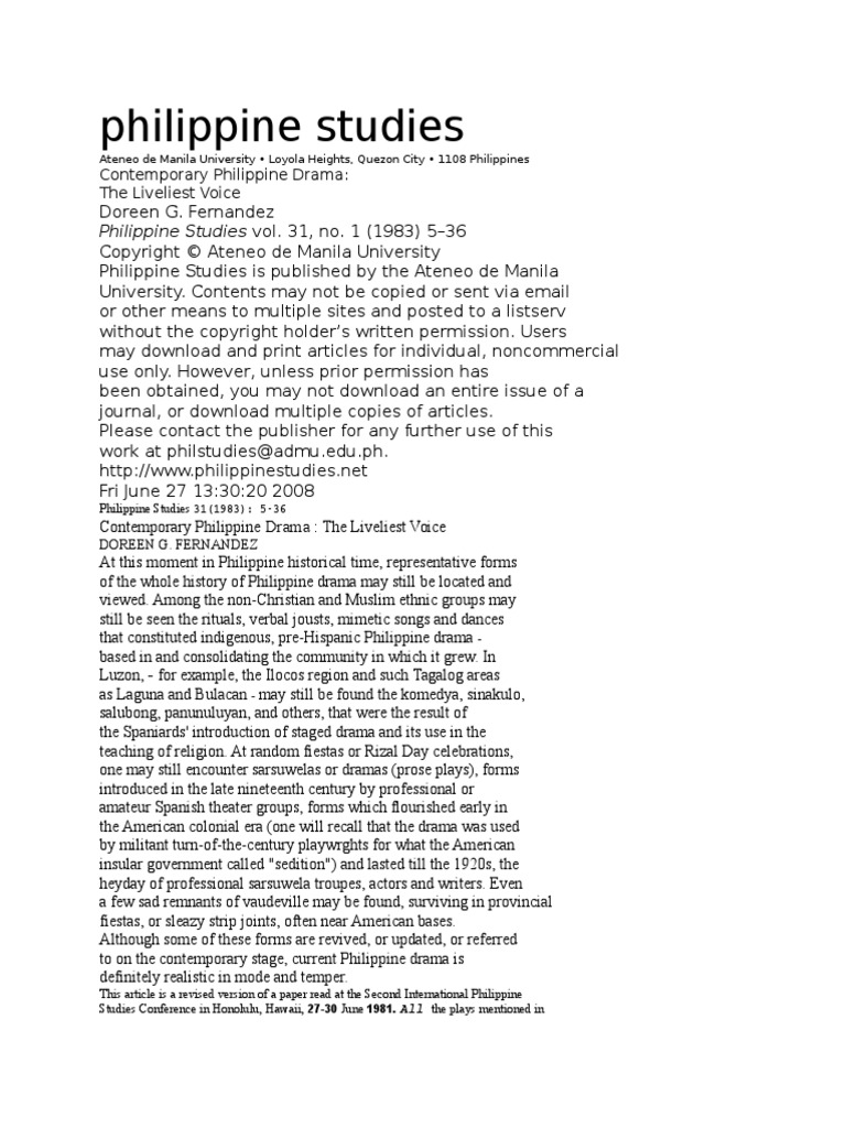 Philippine Studies | PDF | Philippines | Theatre