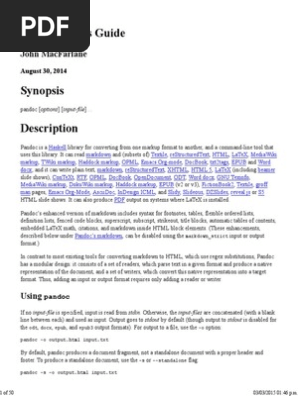 Pandoc User’s Guide