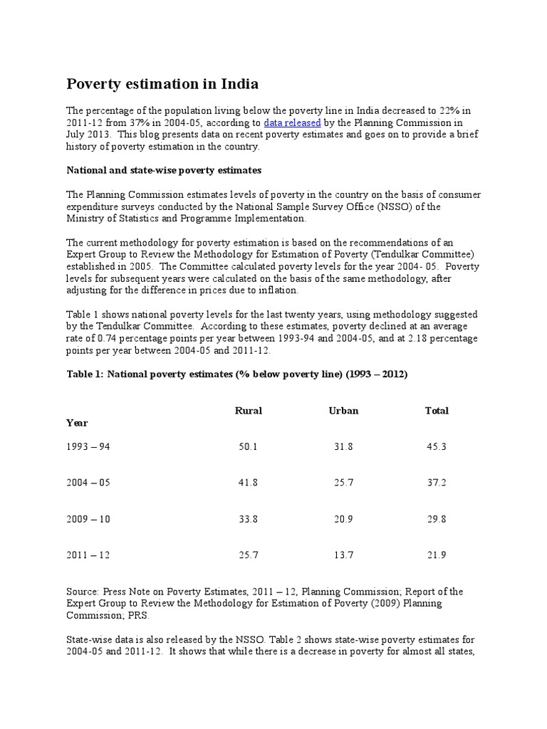 Poverty Estimation in India | PDF | Poverty | Poverty & Homelessness