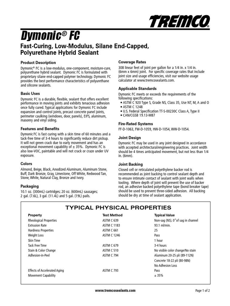 Sealant _ Tremco Dymonic FC Industries Industries