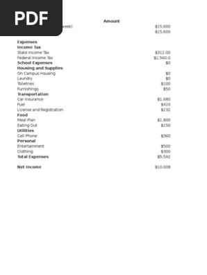 budget spreadsheet