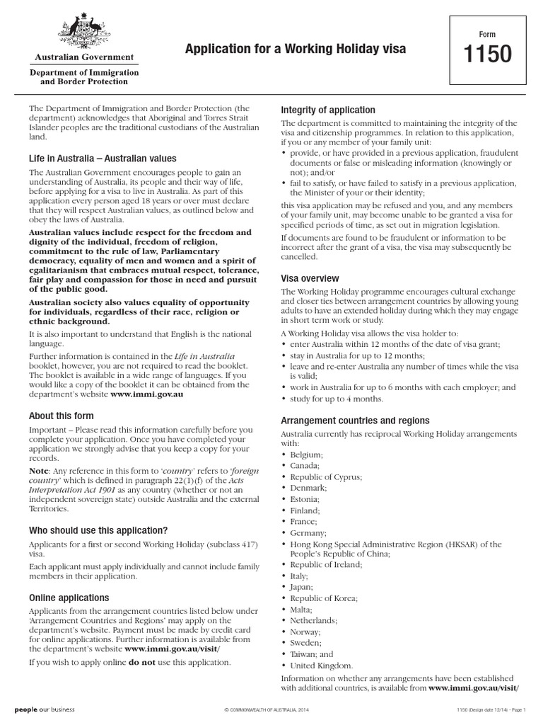Working Holiday Visa Application Guide | PDF | Travel Visa | Payments