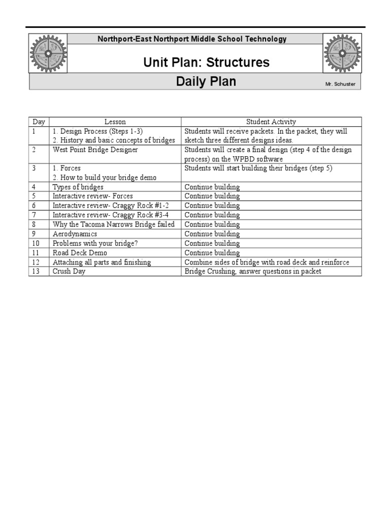 Middle School Bridge Design Unit Plan | PDF