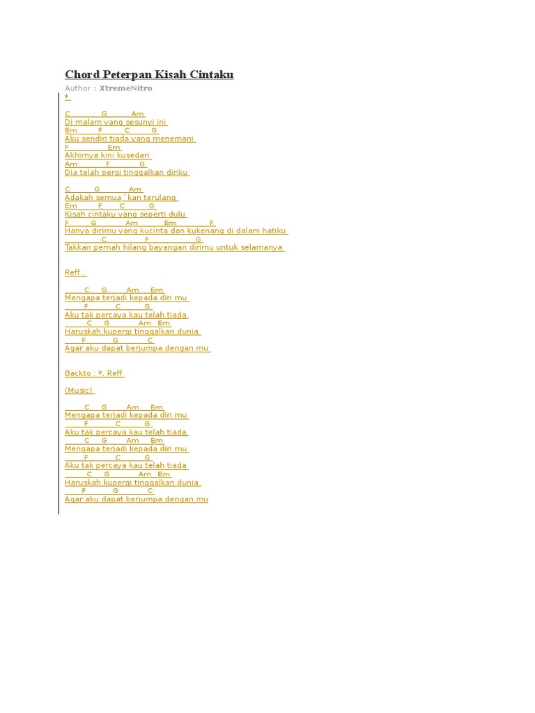 Chord Peterpan Kisah Cintaku