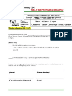Special Olympics Permission Form