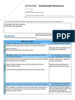 Teaching Sample Planning Form: What You Are Doing What Students Are Doing