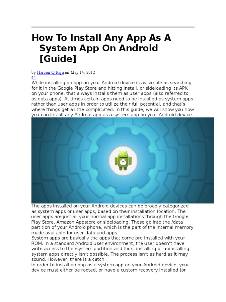 How To Install Any App As A System App On Android PDF Mobile App Google Play