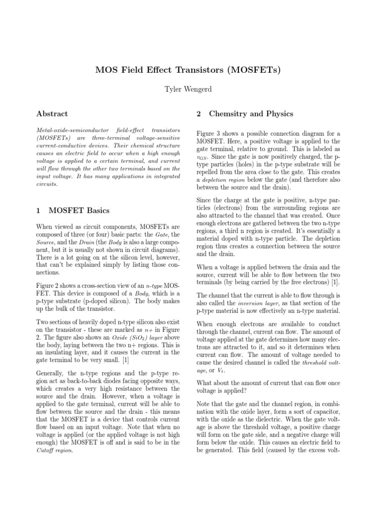 Understanding MOSFET Operation and Modes | PDF | Field Effect ...