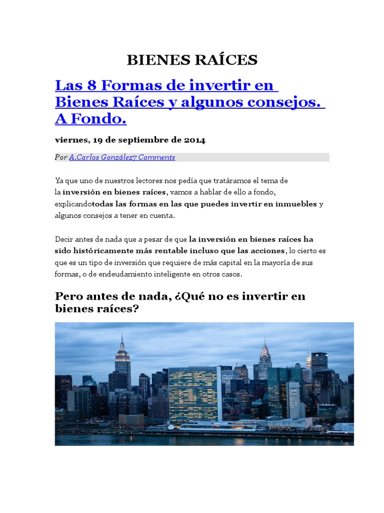 Ocho formas de invertir en bienes raíces | PDF | Compartir (Finanzas ...