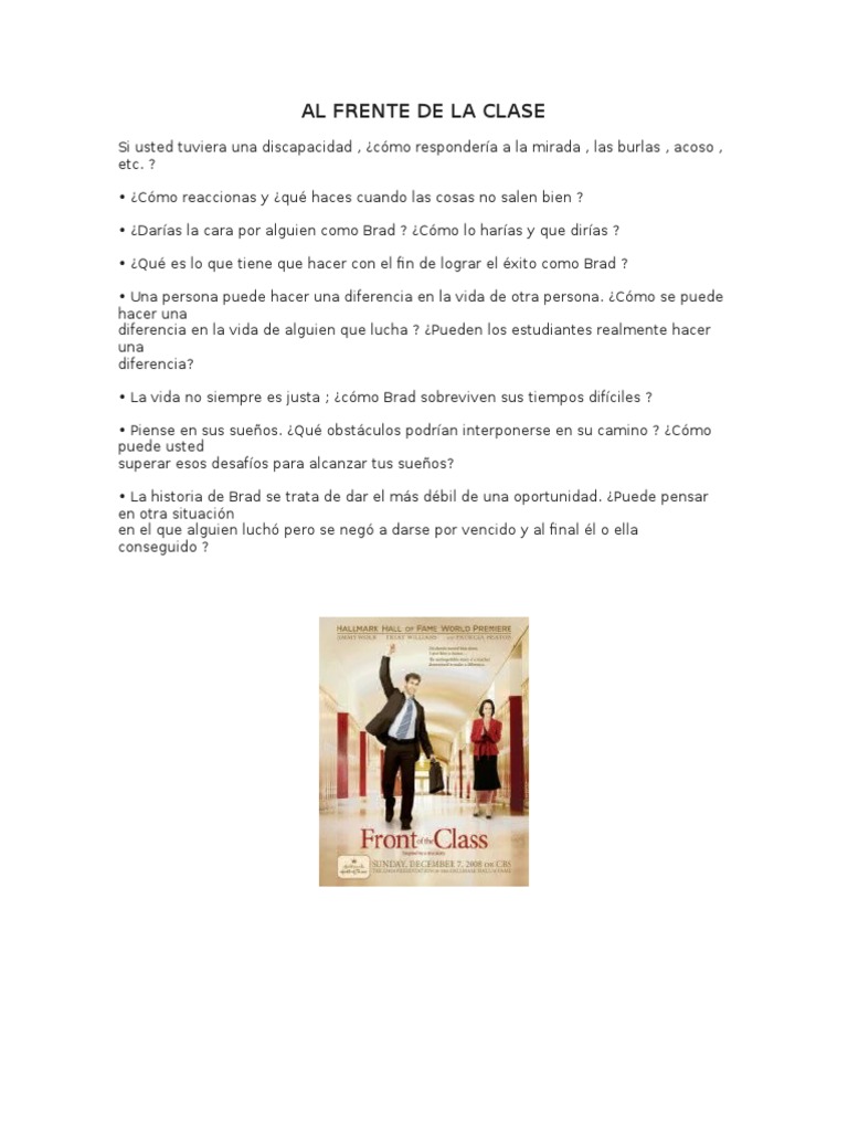 Guía de Análisis Pelicula Al Frente de La Clase PDF