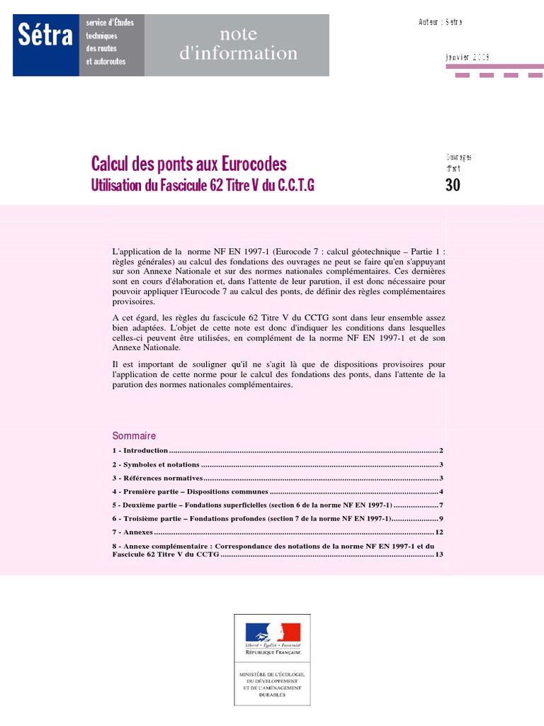 Calcul Des Ponts Aux Eurocodes - Utilisation Du Fascicule 62 Titre V Du ...