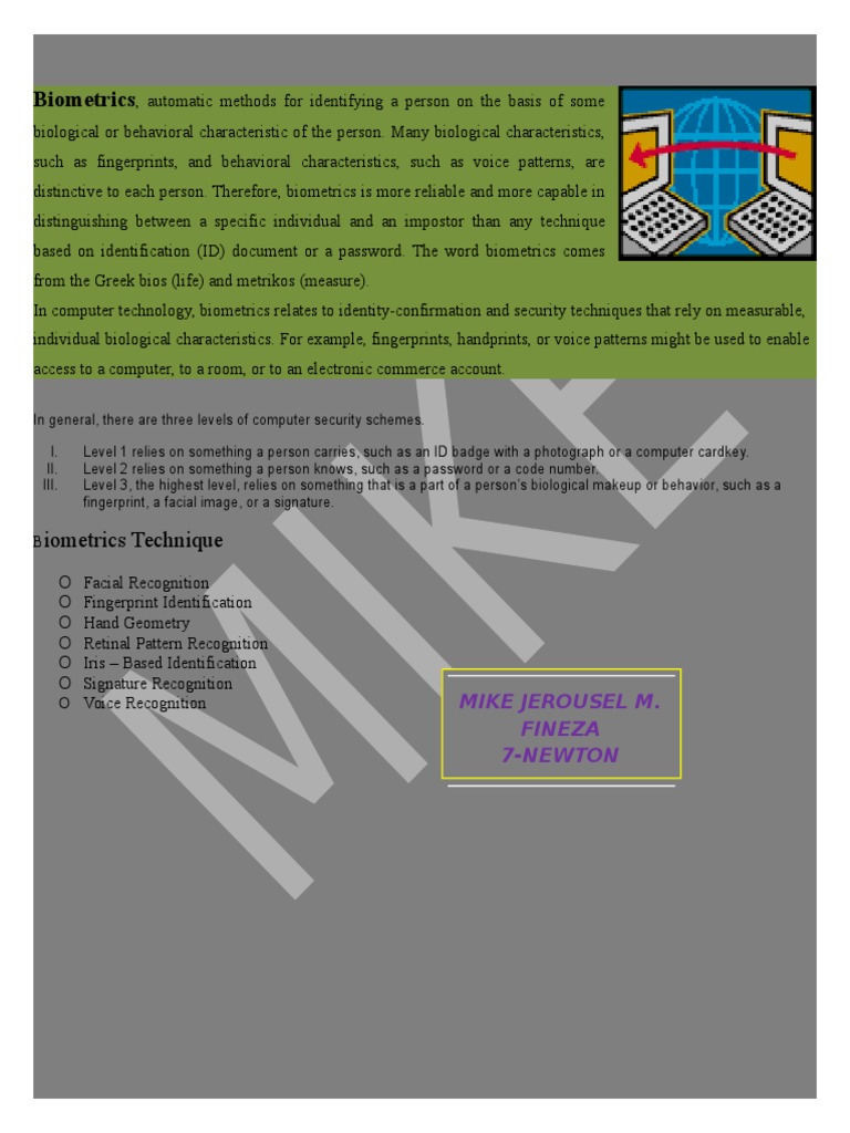 Understanding Biometrics for Security | PDF