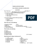 Model Question Paper First Year BSC Nursing Degree Examination Anatomy