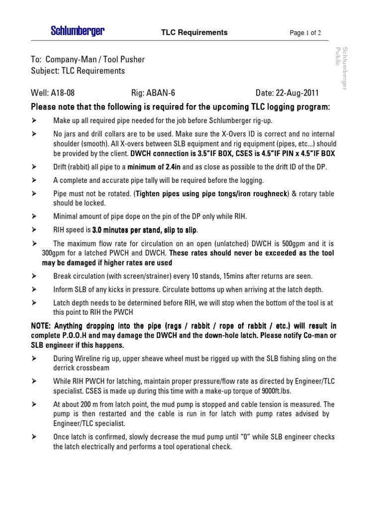 Standard TLC Procedure Drilling Rig Mechanical Engineering